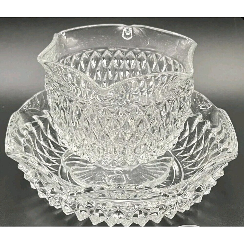 VINTAGE Indiana Glass Diamond Point Serving Set VGUC Perfect 4 Holidays